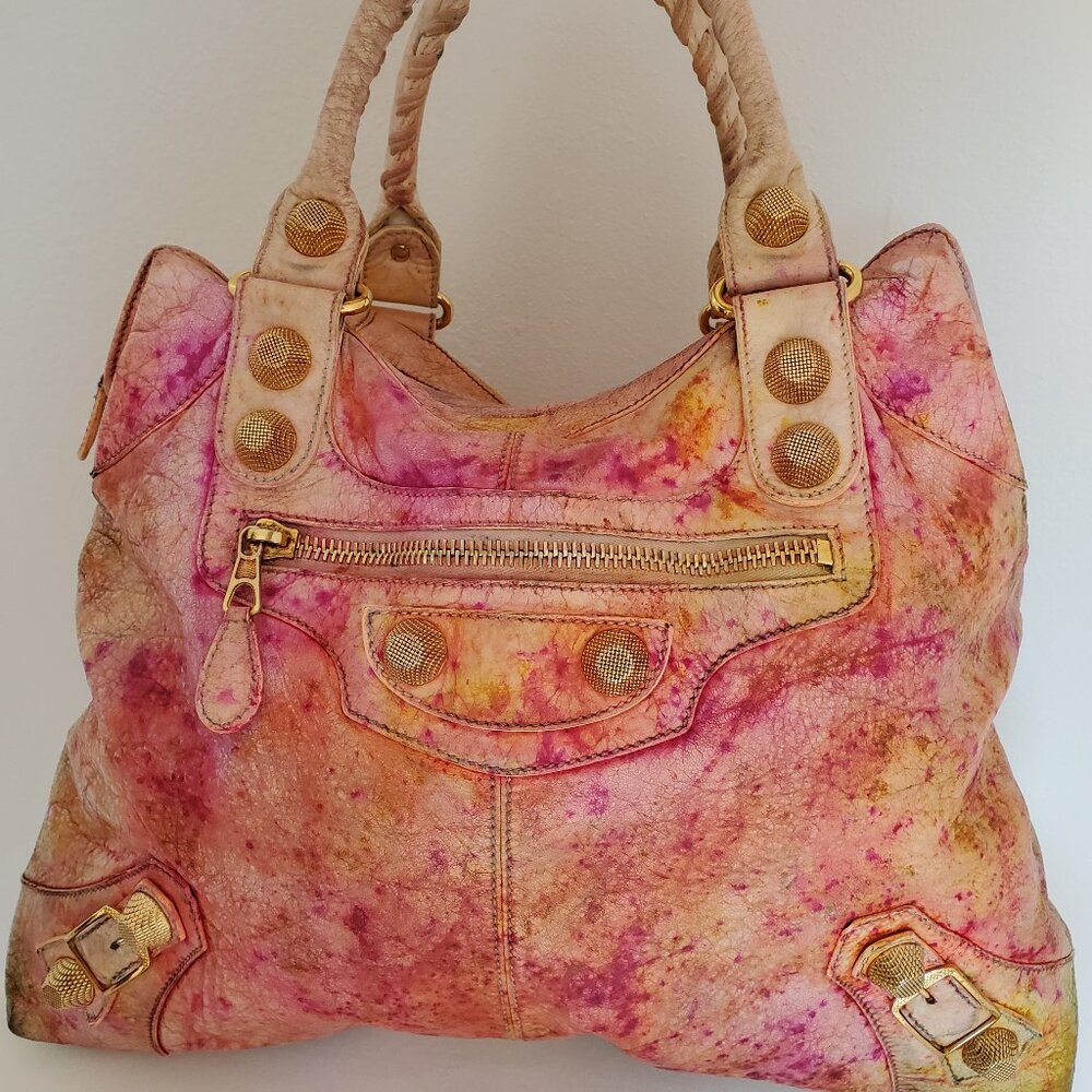 Balenciaga Graffiti Velo giant City bag pink red yellow orange neo classic work